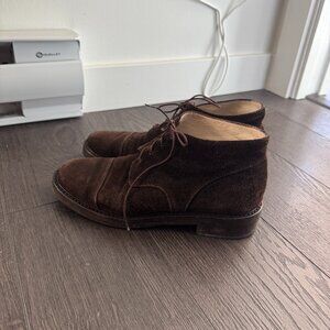 EMPORIO ARMANI BROWN SUEDE MADE IN ITALY BROWN BOOTS LOW HEEL SIZE 37